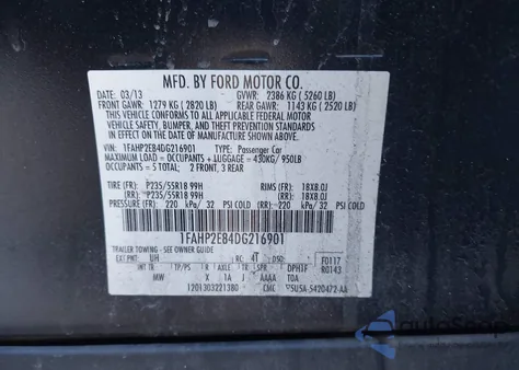 2013 Ford Taurus Sel z USA, uszkodzony, nr VIN 1FAHP2E84DG216901